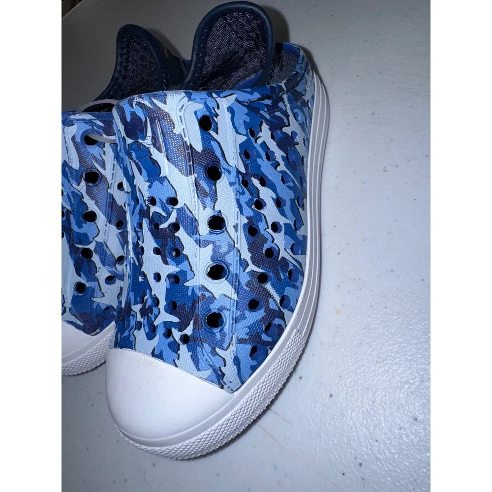 Skechers Foamies Boys Blue Shark Camo Slip On Water Shoes Sneakers Size 10